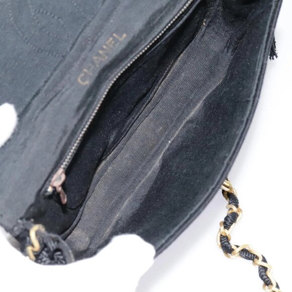 CHANEL Chain Shoulder Bag Cotton Black Gold CC - Picture 9 of 16